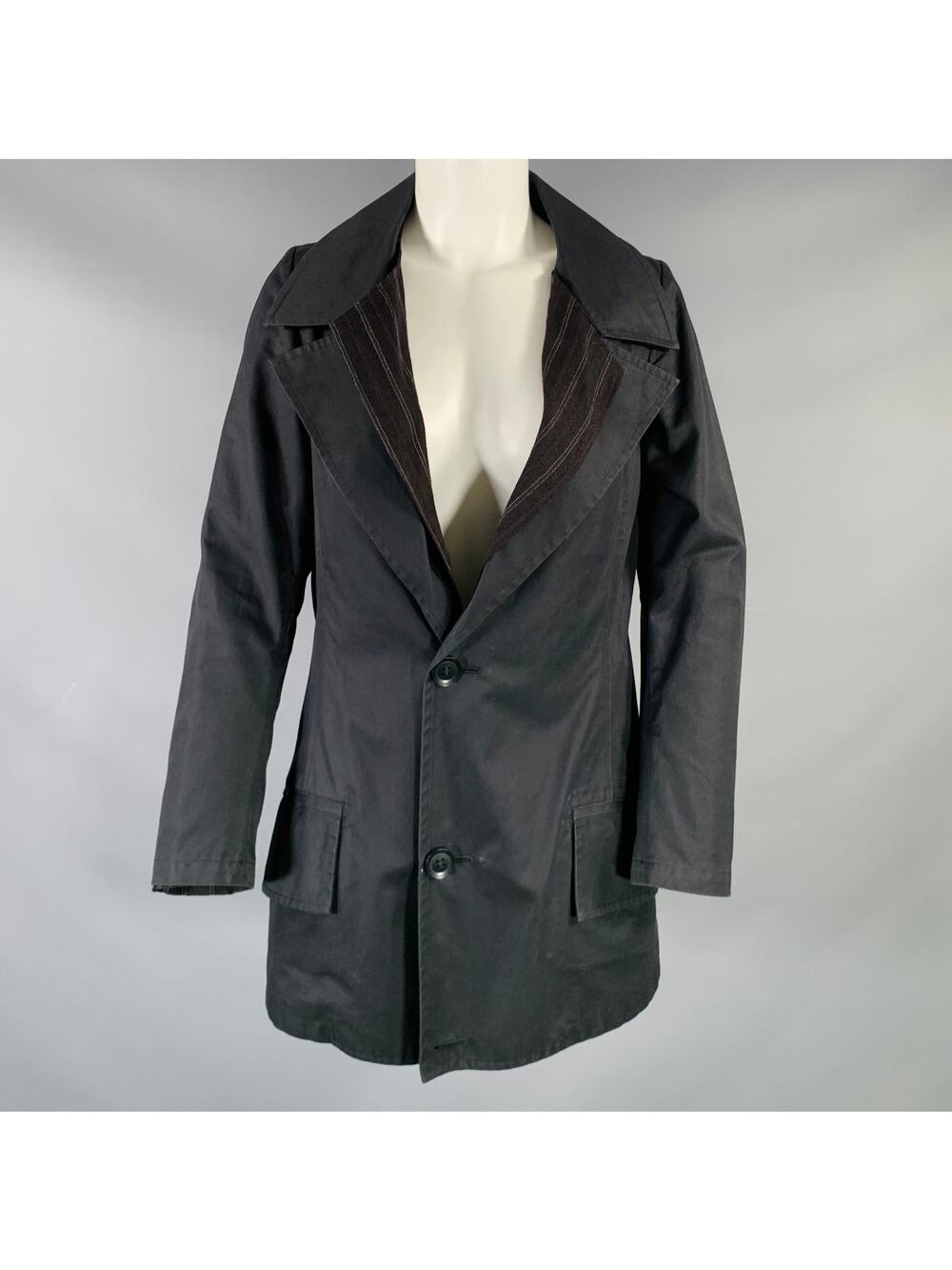 YOHJI YAMAMOTO Size S Black Cotton Notch Lapel Coat